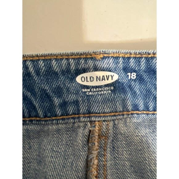 Old Navy Sz 18 A Line Mini Skirt Raw Hem NWT Medium Wash Beach Coastal - Picture 8 of 9